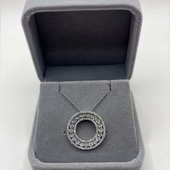1.00 CT Lab Diamond Round Silver Necklace - Picture 1 of 10